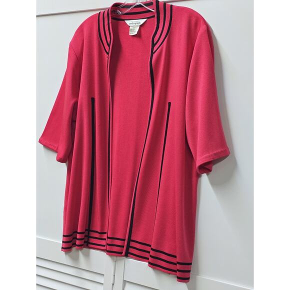 Misook Jacket Short Sleeve Open Front Business Career Pink Black Size Large - Picture 6 of 7